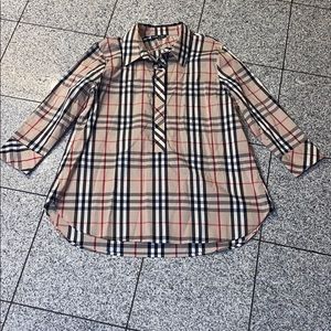 Checkered print long sleeve collared tunic